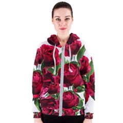 Roses Flowers Red Romantic Garden Women s Zipper Hoodie by Pakrebo