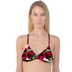 Roses Flowers Red Romantic Garden Reversible Tri Bikini Top by Pakrebo