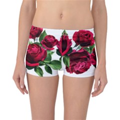 Roses Flowers Red Romantic Garden Reversible Boyleg Bikini Bottoms by Pakrebo