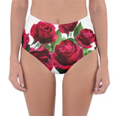 Roses Flowers Red Romantic Garden Reversible High-waist Bikini Bottoms by Pakrebo