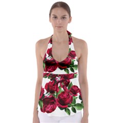 Roses Flowers Red Romantic Garden Babydoll Tankini Top by Pakrebo