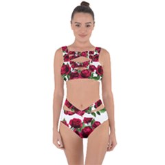 Roses Flowers Red Romantic Garden Bandaged Up Bikini Set  by Pakrebo