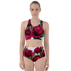 Roses Flowers Red Romantic Garden Racer Back Bikini Set by Pakrebo