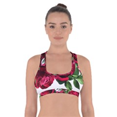 Roses Flowers Red Romantic Garden Cross Back Sports Bra by Pakrebo