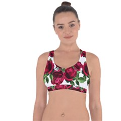 Roses Flowers Red Romantic Garden Cross String Back Sports Bra by Pakrebo