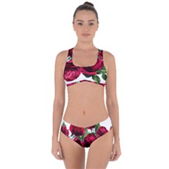 Roses Flowers Red Romantic Garden Criss Cross Bikini Set by Pakrebo