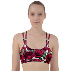 Roses Flowers Red Romantic Garden Line Them Up Sports Bra by Pakrebo