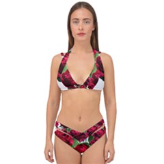 Roses Flowers Red Romantic Garden Double Strap Halter Bikini Set by Pakrebo