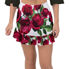 Roses Flowers Red Romantic Garden Fishtail Mini Chiffon Skirt by Pakrebo