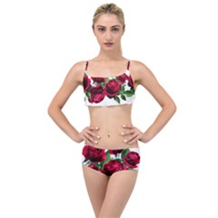 Roses Flowers Red Romantic Garden Layered Top Bikini Set by Pakrebo