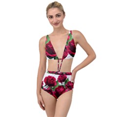 Roses Flowers Red Romantic Garden Tied Up Two Piece Swimsuit by Pakrebo