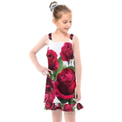 Roses Flowers Red Romantic Garden Kids  Overall Dress by Pakrebo