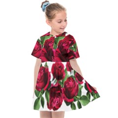 Roses Flowers Red Romantic Garden Kids  Sailor Dress by Pakrebo