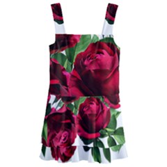 Roses Flowers Red Romantic Garden Kids  Layered Skirt Swimsuit by Pakrebo