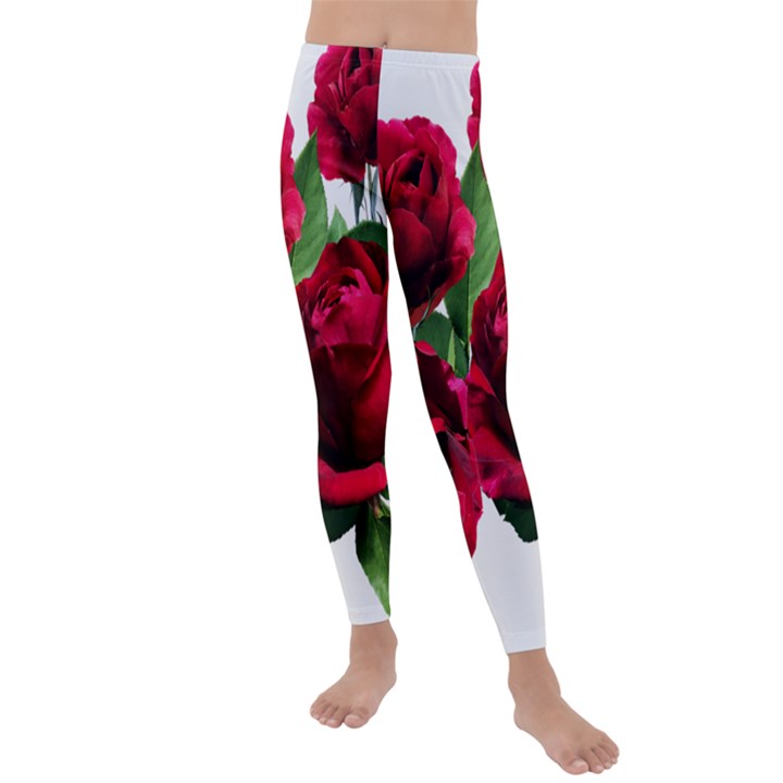 Roses Flowers Red Romantic Garden Kids  Lightweight Velour Leggings