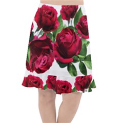 Roses Flowers Red Romantic Garden Fishtail Chiffon Skirt by Pakrebo