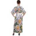 Roses Flowers Salvias Arrangement V-Neck Boho Style Maxi Dress View2