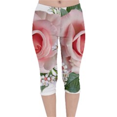 Roses Flowers Wax Flowers Velvet Capri Leggings  by Pakrebo