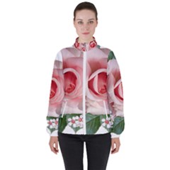 Roses Flowers Wax Flowers Women s High Neck Windbreaker by Pakrebo