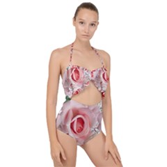 Roses Flowers Wax Flowers Scallop Top Cut Out Swimsuit by Pakrebo