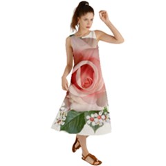 Roses Flowers Wax Flowers Summer Maxi Dress