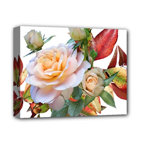 Autumn Leaves Roses Flowers Garden Deluxe Canvas 14  X 11  (stretched) by Pakrebo