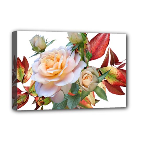 Autumn Leaves Roses Flowers Garden Deluxe Canvas 18  X 12  (stretched) by Pakrebo