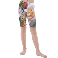 Autumn Leaves Roses Flowers Garden Kids  Mid Length Swim Shorts