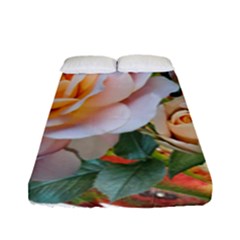 Autumn Leaves Roses Flowers Garden Fitted Sheet (full/ Double Size) by Pakrebo