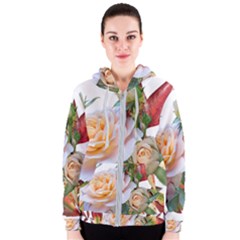 Autumn Leaves Roses Flowers Garden Women s Zipper Hoodie