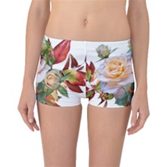 Autumn Leaves Roses Flowers Garden Boyleg Bikini Bottoms by Pakrebo