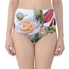 Autumn Leaves Roses Flowers Garden Classic High-waist Bikini Bottoms by Pakrebo