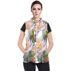 Autumn Leaves Roses Flowers Garden Women s Puffer Vest