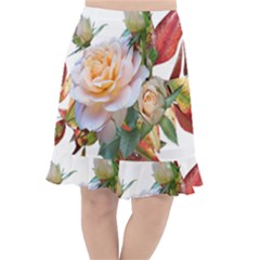 Autumn Leaves Roses Flowers Garden Fishtail Chiffon Skirt by Pakrebo