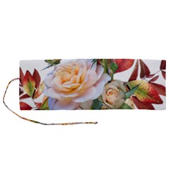 Autumn Leaves Roses Flowers Garden Roll Up Canvas Pencil Holder (m) by Pakrebo