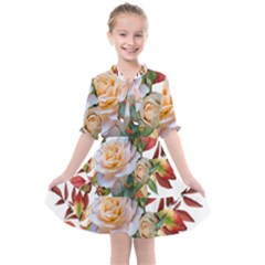 Autumn Leaves Roses Flowers Garden Kids  All Frills Chiffon Dress by Pakrebo