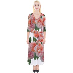 Roses Flowers Arrangement Perfume Quarter Sleeve Wrap Maxi Dress