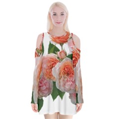 Roses Flowers Arrangement Perfume Velvet Long Sleeve Shoulder Cutout Dress by Pakrebo