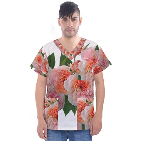 Roses Flowers Arrangement Perfume Men s V-neck Scrub Top by Pakrebo