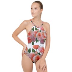 Roses Flowers Arrangement Perfume High Neck One Piece Swimsuit by Pakrebo