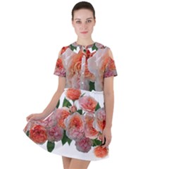 Roses Flowers Arrangement Perfume Short Sleeve Shoulder Cut Out Dress  by Pakrebo