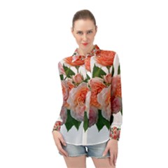 Roses Flowers Arrangement Perfume Long Sleeve Chiffon Shirt