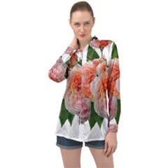 Roses Flowers Arrangement Perfume Long Sleeve Satin Shirt