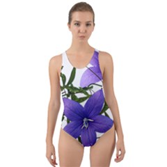 Flowers Blue Campanula Arrangement Cut-out Back One Piece Swimsuit by Pakrebo