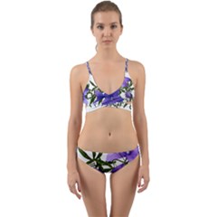 Flowers Blue Campanula Arrangement Wrap Around Bikini Set by Pakrebo