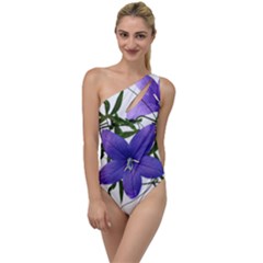 Flowers Blue Campanula Arrangement To One Side Swimsuit by Pakrebo