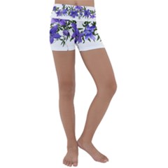 Flowers Blue Campanula Arrangement Kids  Lightweight Velour Yoga Shorts by Pakrebo