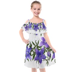 Flowers Blue Campanula Arrangement Kids  Cut Out Shoulders Chiffon Dress by Pakrebo