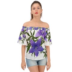 Flowers Blue Campanula Arrangement Off Shoulder Short Sleeve Top