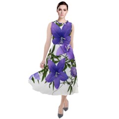 Flowers Blue Campanula Arrangement Round Neck Boho Dress